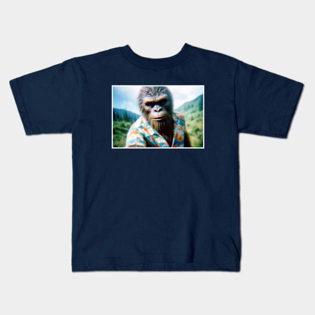 Sasquatch Selfie Kids T-Shirt by Dead Galaxy